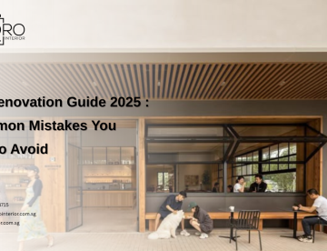 Modern cafe renovation in singapore interior design with wooden ceiling and seating area in Singapore.
